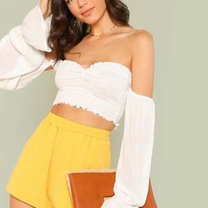White cropped top with sleeves